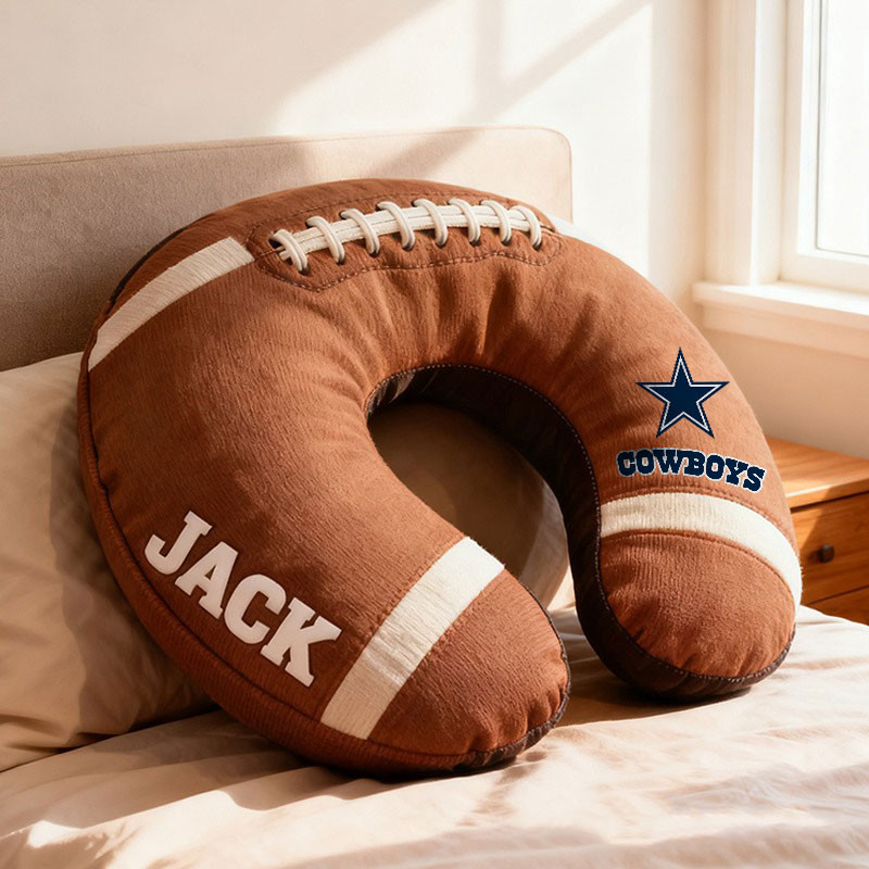 American Football Brown Special Neck Pillow Personalized Name Gift 10