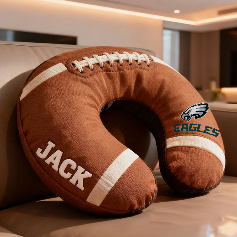 American Football Brown Special Neck Pillow Personalized Name Gift 26 - Image 4
