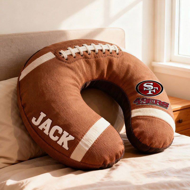 American Football Brown Special Neck Pillow Personalized Name Gift 28
