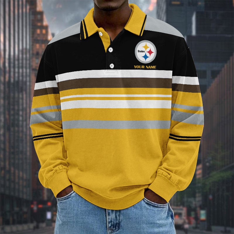 New Men Long Sleeves Polo Shirt Personalized Name Gift 23