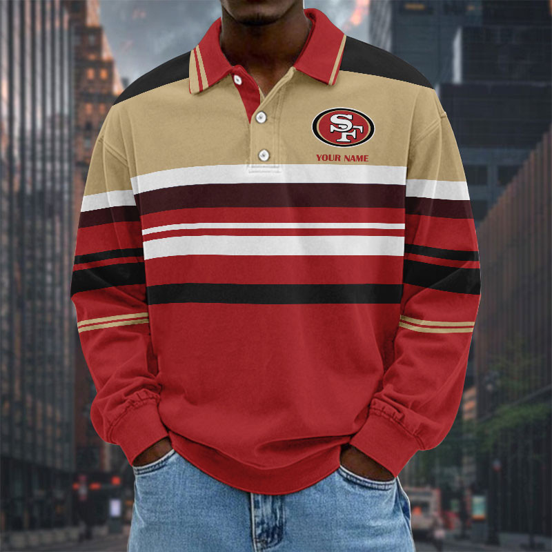 New Men Long Sleeves Polo Shirt Personalized Name Gift 28