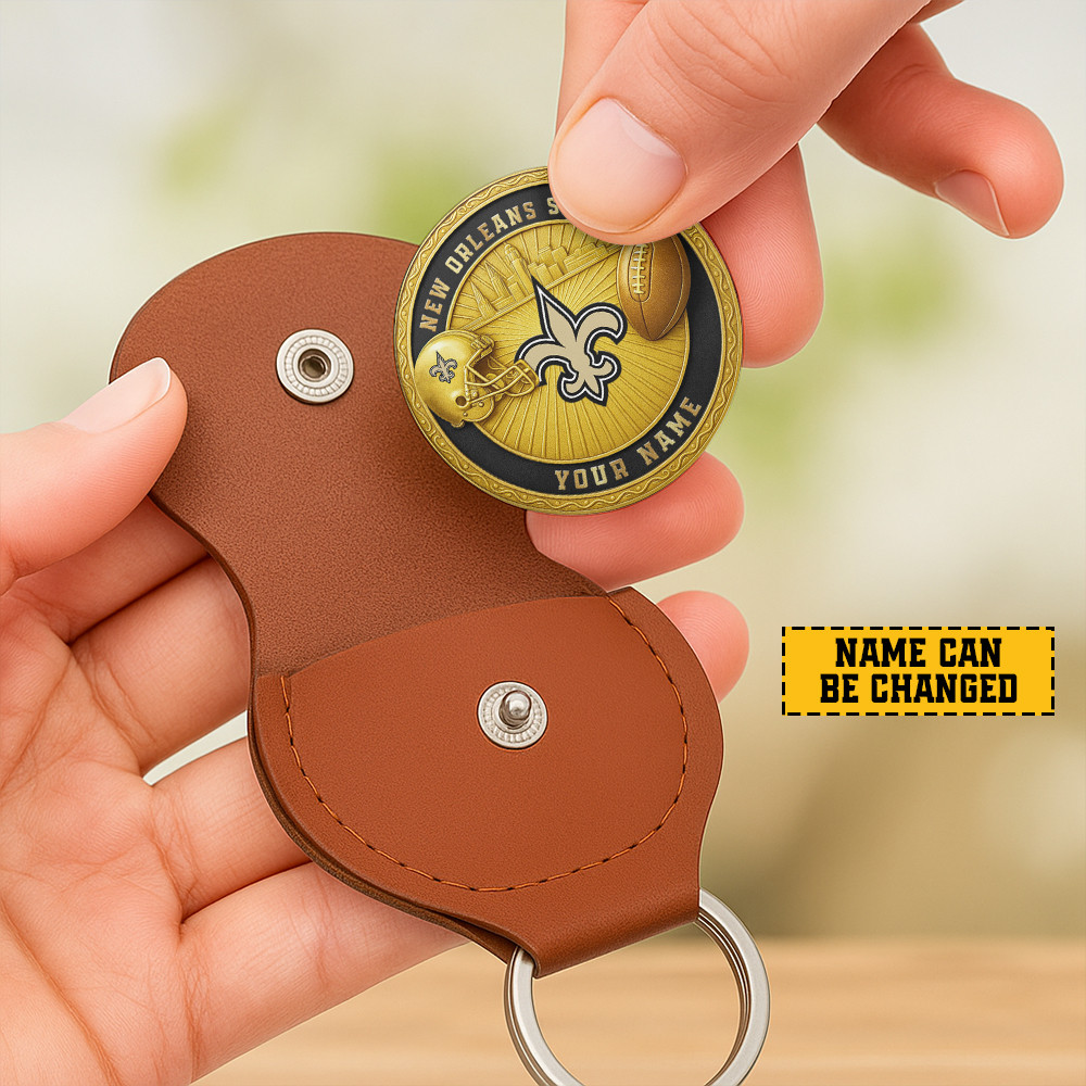 Round Coin With Leather Case Keychain Personalized Any Name Gifts 21 - Image 2
